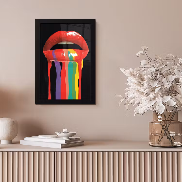 Lippen - Kleuren - Zwart fotolijst zwart zonder passe partout klein -sfeer5