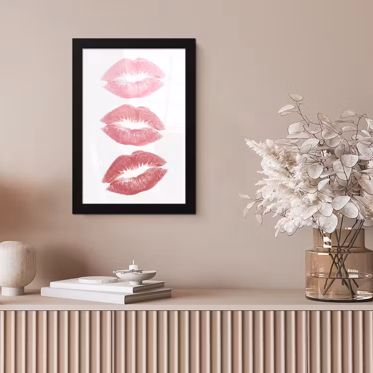 Lippen - Kusafdruk - Roze - Modern - Abstract fotolijst zwart zonder passe partout klein -sfeer5