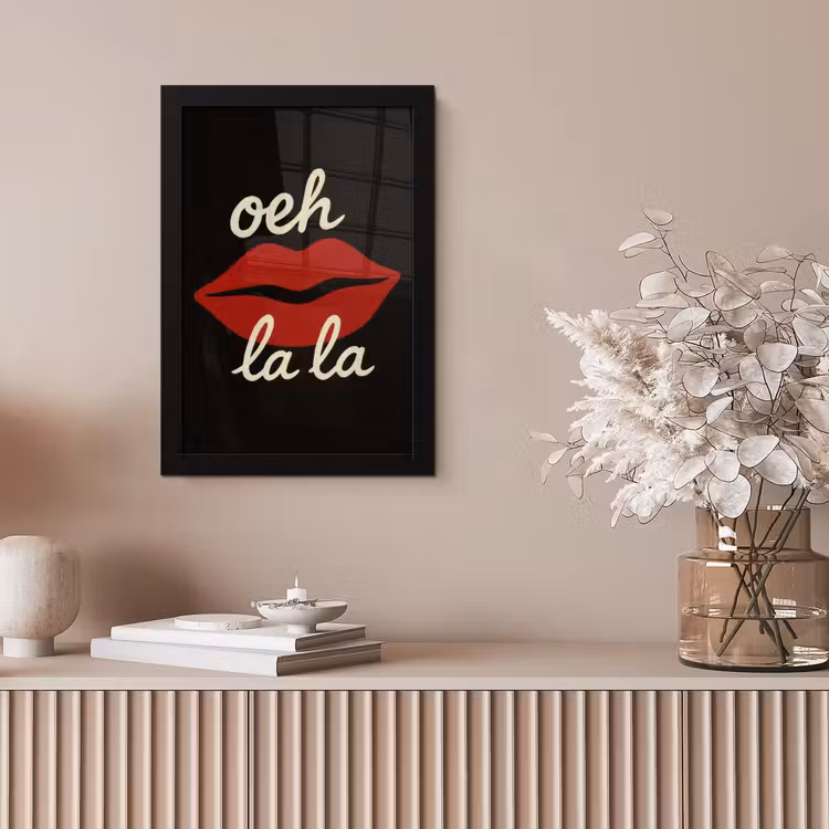 Lip - Rood - Quote fotolijst zwart zonder passe partout klein -sfeer5