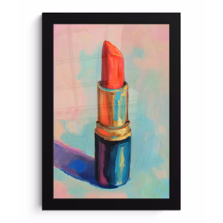 Lippenstift - Rood - Penseelstreken fotolijst zwart zonder passe partout klein -3d