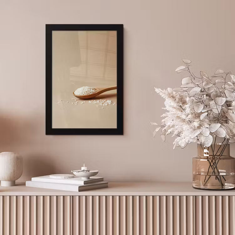 Lepel - Rijst - Hout - Beige fotolijst zwart zonder passe partout klein -sfeer5
