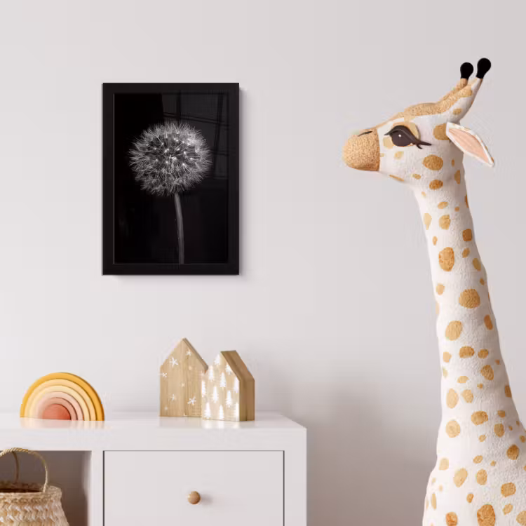 Paardenbloem - Zwart - Bloemen - Botanisch fotolijst zwart zonder passe partout klein -usfeer4_kinderkamer
