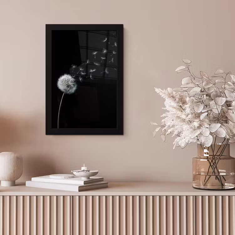 Paardenbloem - Zwart - Natuur fotolijst zwart zonder passe partout klein -sfeer5