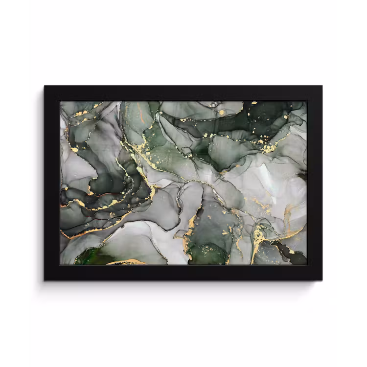 Luxe - Marmer - Groen fotolijst zwart zonder passe partout klein -3d