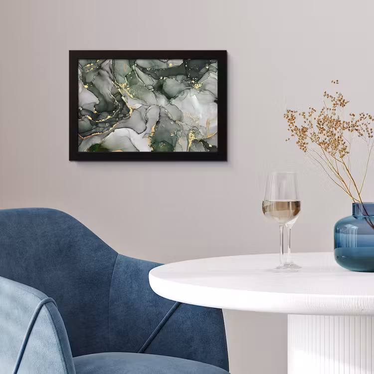 Luxe - Marmer - Groen fotolijst zwart zonder passe partout klein -sfeer4