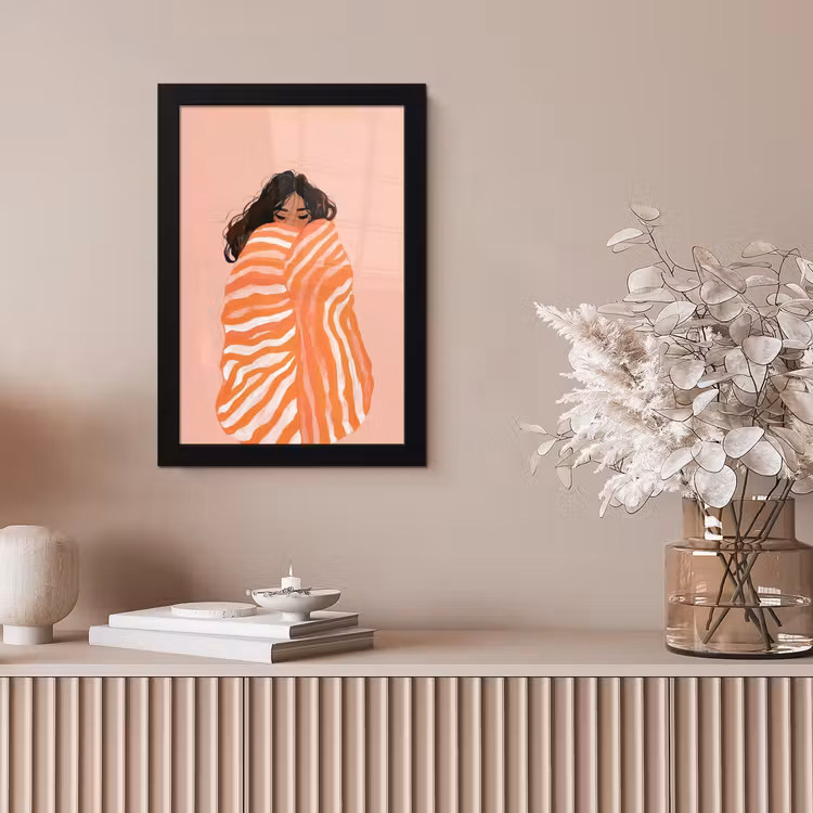 Meisje - Deken - Gestreept - Oranje fotolijst zwart zonder passe partout klein -sfeer5