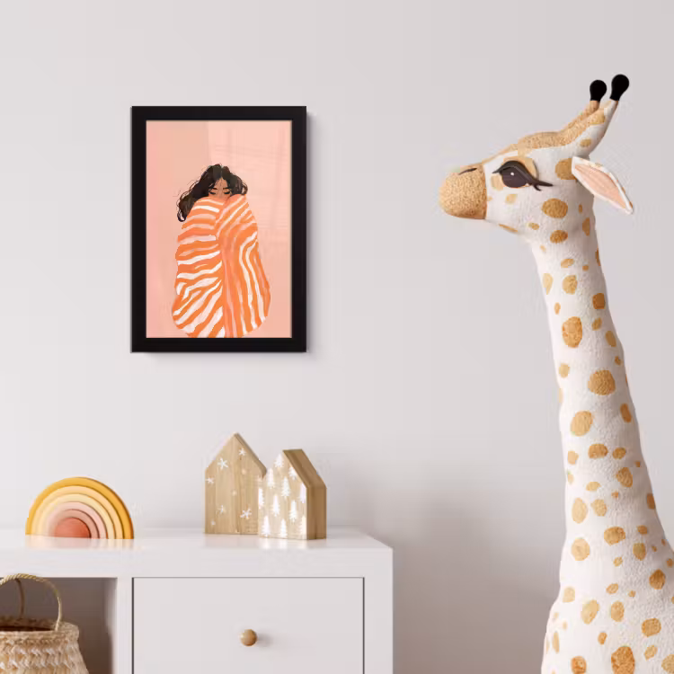 Meisje - Deken - Gestreept - Oranje fotolijst zwart zonder passe partout klein -usfeer4_kinderkamer