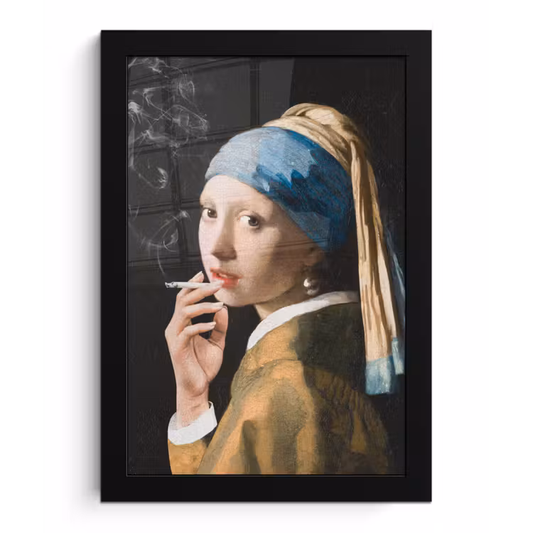 Meisje met de parel - Johannes Vermeer - Sigaretten fotolijst zwart zonder passe partout klein -3d