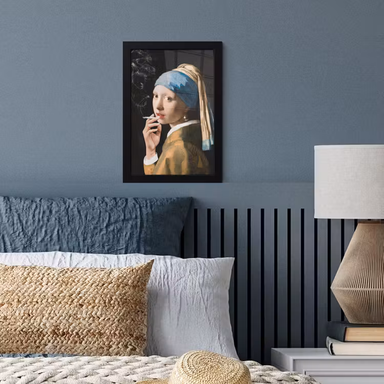 Meisje met de parel - Johannes Vermeer - Sigaretten fotolijst zwart zonder passe partout klein -sfeer3