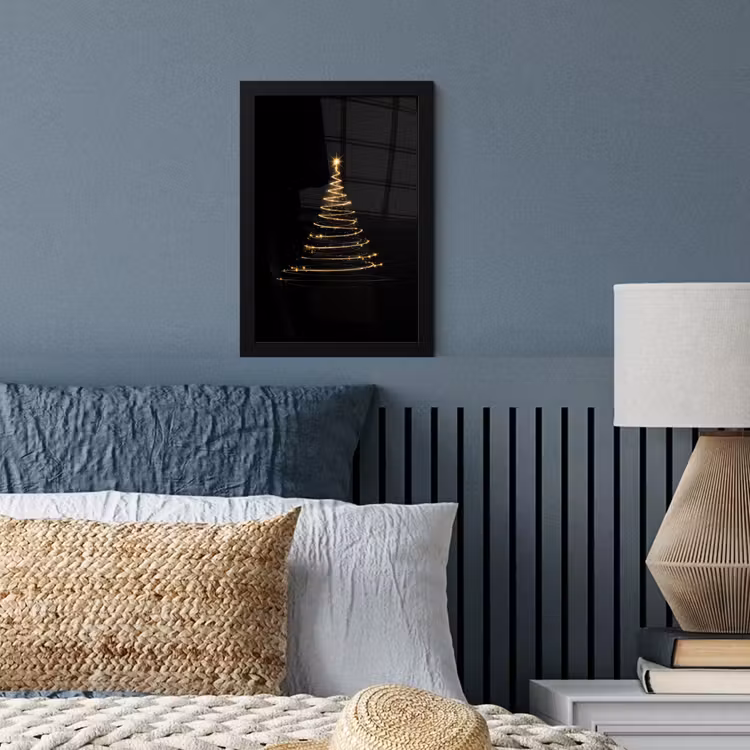 Magisch - Kerstboom - Lichtspiralen - Zwart fotolijst zwart zonder passe partout klein -sfeer3