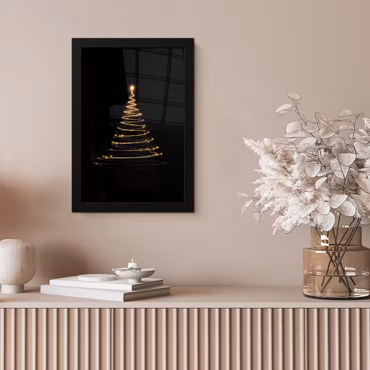Magisch - Kerstboom - Lichtspiralen - Zwart fotolijst zwart zonder passe partout klein -sfeer5