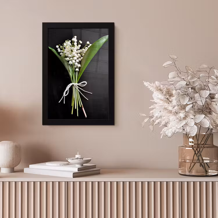 Lelietjes van dalen - Bloemen - Stilleven - Flora fotolijst zwart zonder passe partout klein -sfeer5