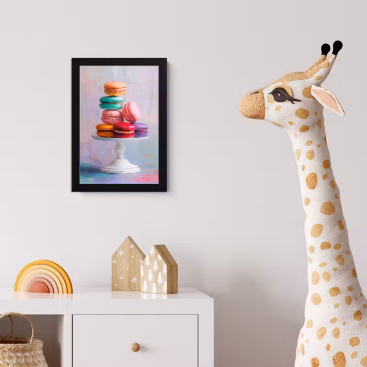Macarons - Schaal - Pastel - Kleurrijk fotolijst zwart zonder passe partout klein -usfeer4_kinderkamer