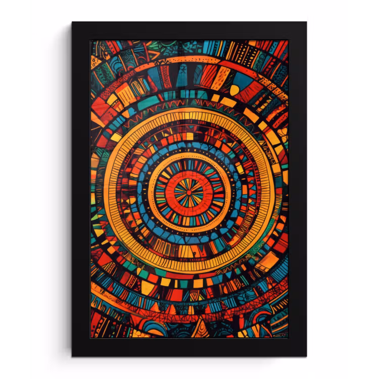 Mandala - Cirkels - Patronen fotolijst zwart zonder passe partout klein -3d
