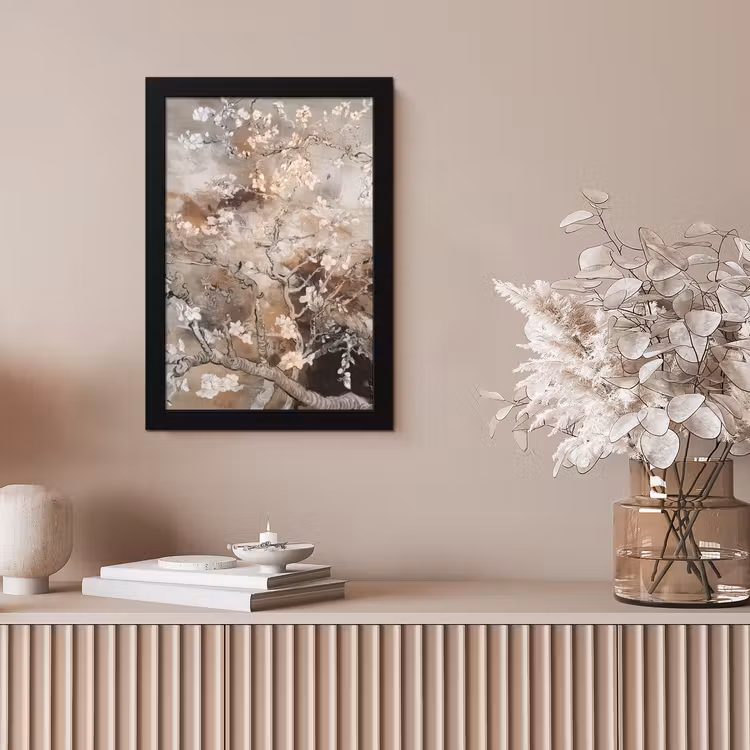 Amandelbloesem - Kunst - Van Gogh - Beige - Abstract fotolijst zwart zonder passe partout klein -sfeer5
