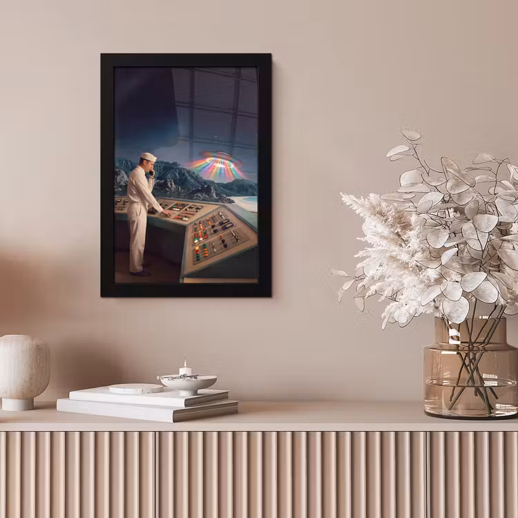 Bilder mit Rahmen - Mann – Kontrollraum – Strand - Man - Controlekamer - Strand fotolijst zwart zonder passe partout klein