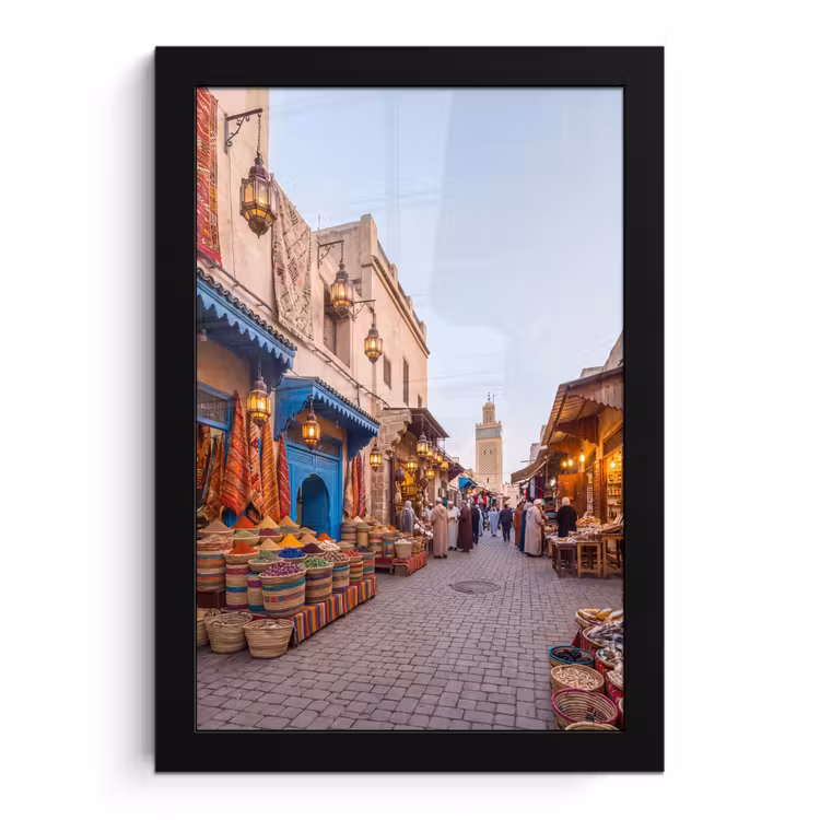 Bilder mit Rahmen - Markt – Orientalisch – Farbenfroh - Markt - Oosters - Kleurrijk fotolijst zwart zonder passe partout klein