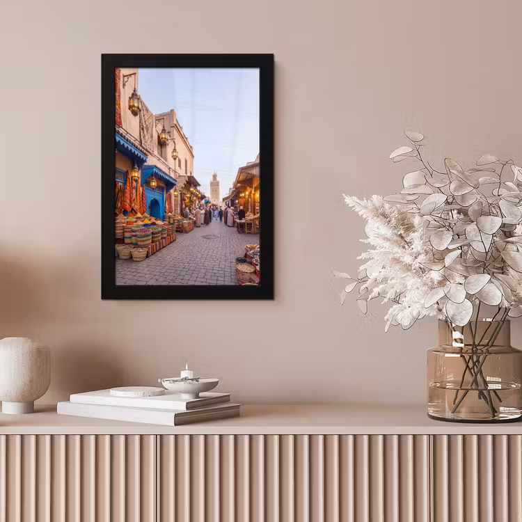 Bilder mit Rahmen - Markt – Orientalisch – Farbenfroh - Markt - Oosters - Kleurrijk fotolijst zwart zonder passe partout klein