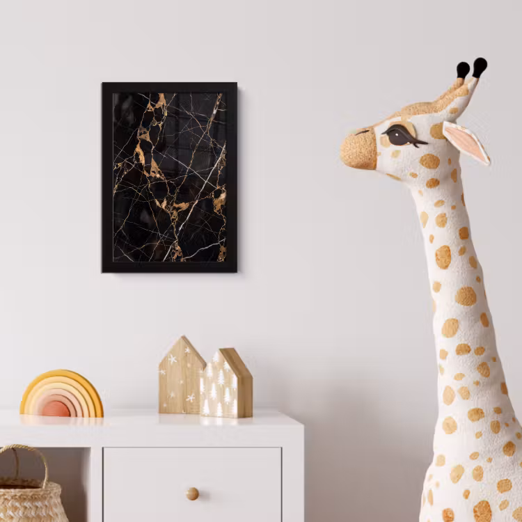 Marmer - Goud - Abstract - Zwart fotolijst zwart zonder passe partout klein -usfeer4_kinderkamer