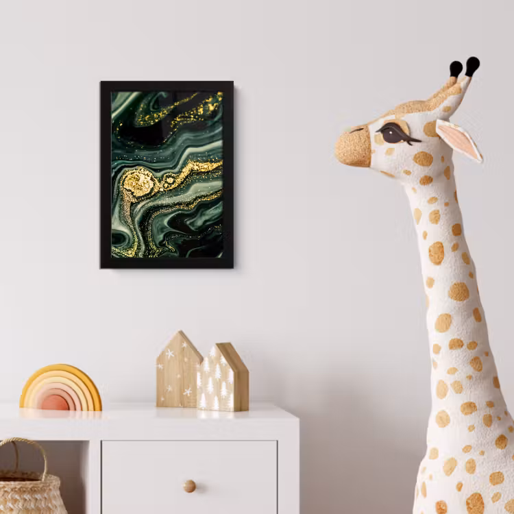 Marmer - Goud - Glitter - Groen - Marmerlook - Luxe fotolijst zwart zonder passe partout klein -usfeer4_kinderkamer