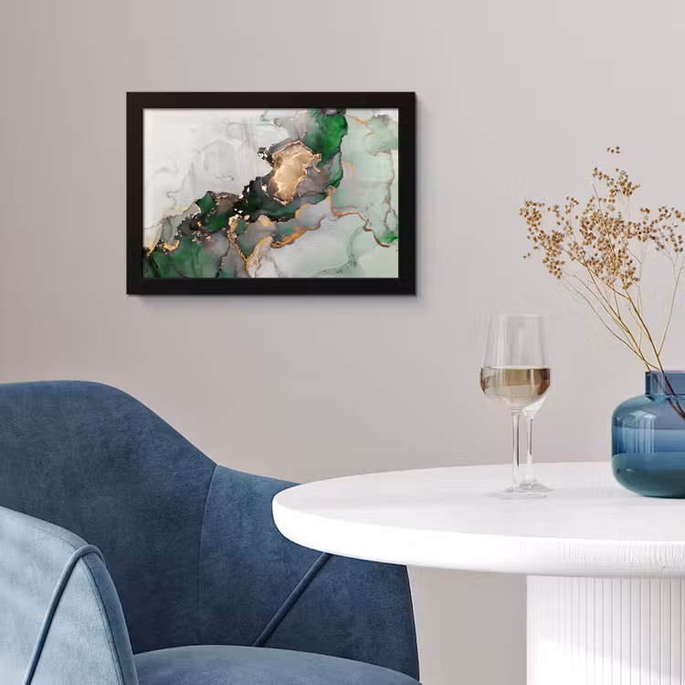 Marmer - Goud - Groen - Luxe fotolijst zwart zonder passe partout klein -sfeer4