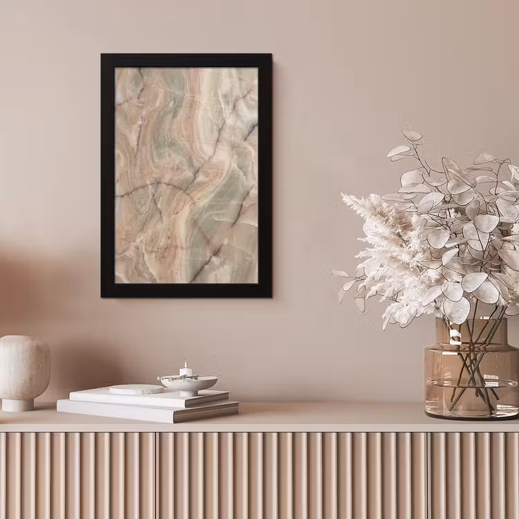 Marmer - Patroon - Abstract - Beige - Groen fotolijst zwart zonder passe partout klein -sfeer5