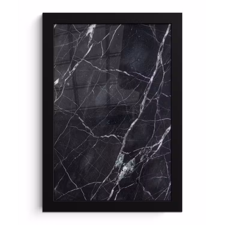 Marmer - Patroon - Modern - Zwart - Wit fotolijst zwart zonder passe partout klein -3d
