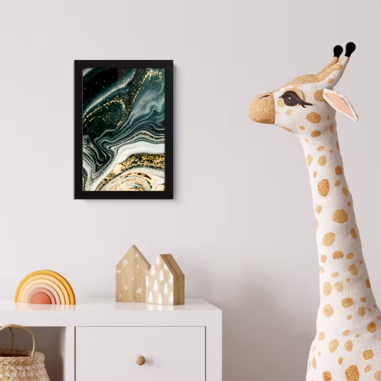 Marmerlook - Goud - Groen - Glitter - Design - Marmer fotolijst zwart zonder passe partout klein -usfeer4_kinderkamer