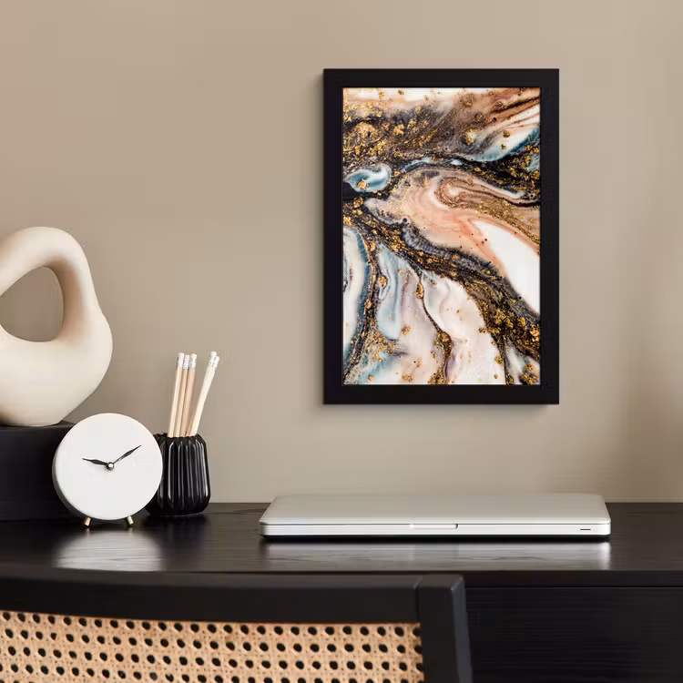 Marmerlook - Goud - Zwart - Glitter - Chic fotolijst zwart zonder passe partout klein -sfeer1