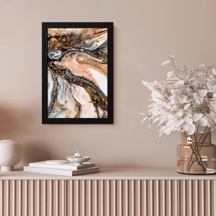 Marmerlook - Goud - Zwart - Glitter - Chic fotolijst zwart zonder passe partout klein -sfeer5