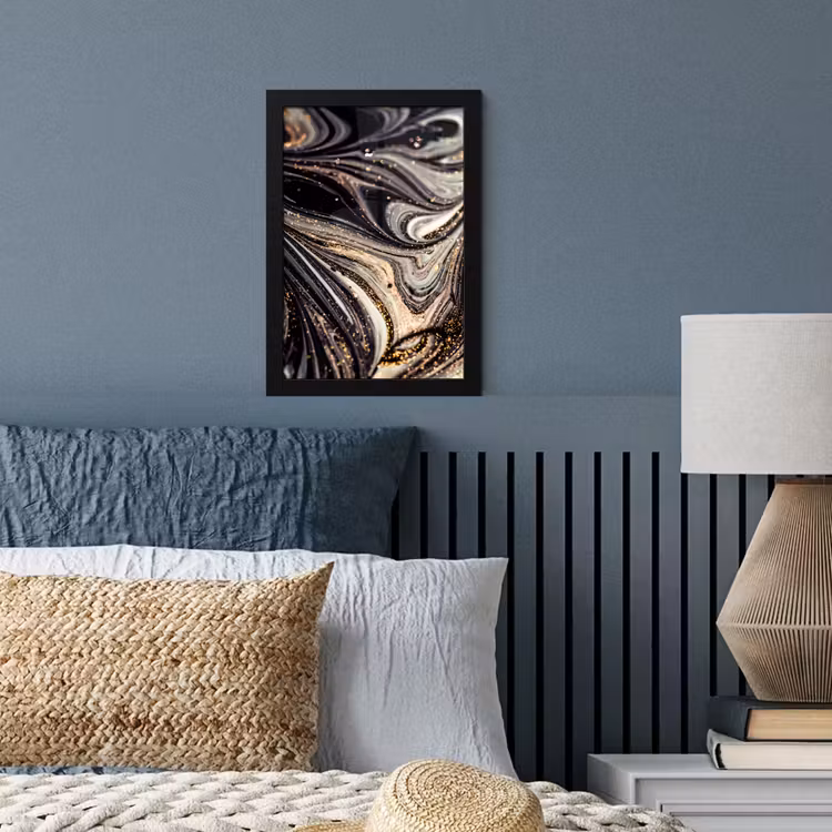 Marmerlook - Zwart - Goud - Wit - Glitter - Marmer fotolijst zwart zonder passe partout klein -sfeer3