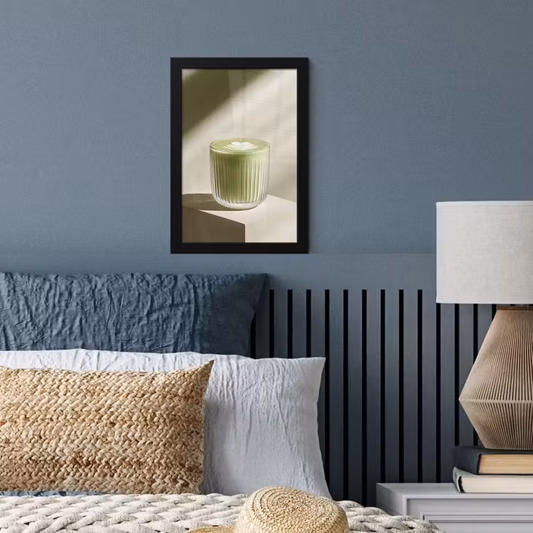 Matcha - Glas - Groen - Minimalistisch fotolijst zwart zonder passe partout klein -sfeer3