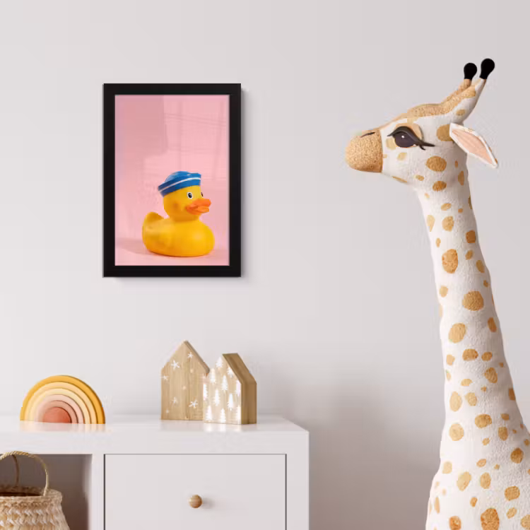 Matroos - Eend - Roze fotolijst zwart zonder passe partout klein -usfeer4_kinderkamer