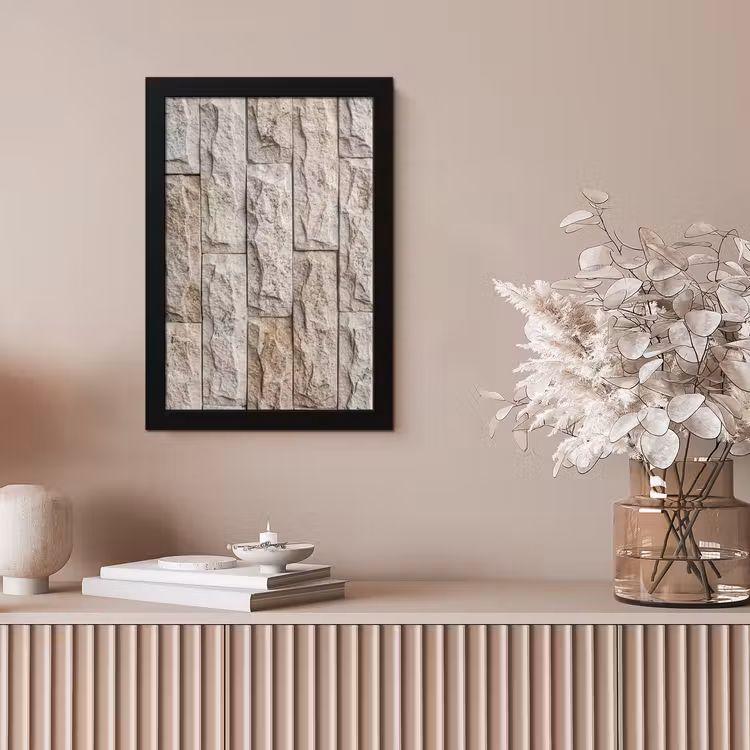 Muur - Steen - Ruw - Beige - Textuur fotolijst zwart zonder passe partout klein -sfeer5