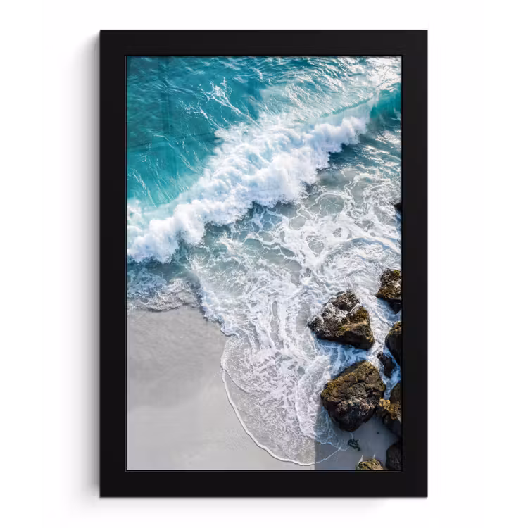 Zee - Golf - Strand - Natuur - Blauw fotolijst zwart zonder passe partout klein -3d