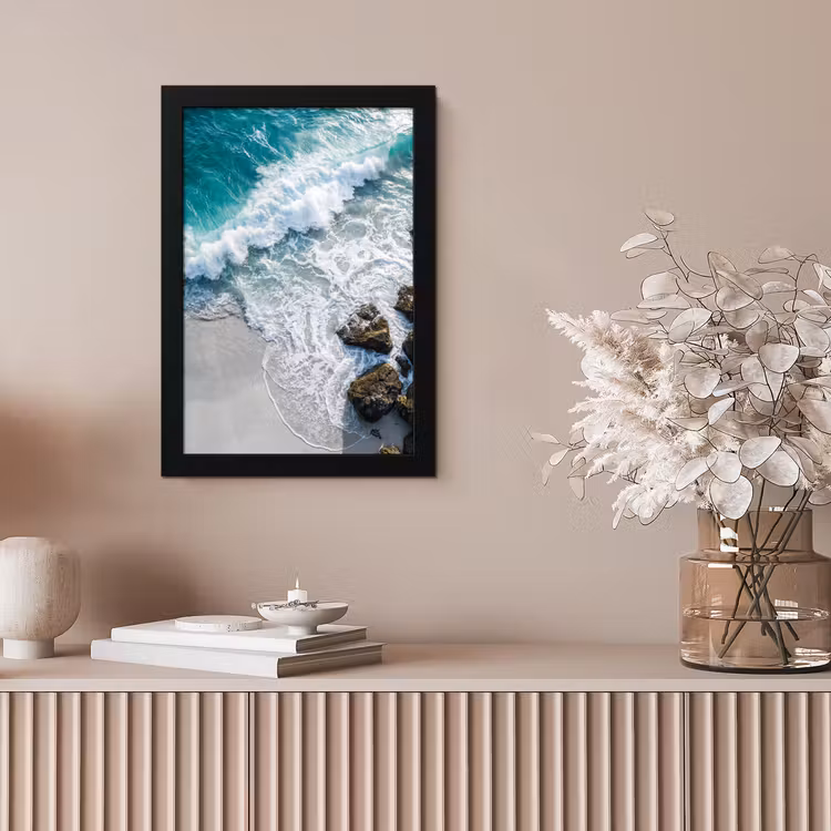 Zee - Golf - Strand - Natuur - Blauw fotolijst zwart zonder passe partout klein -sfeer5