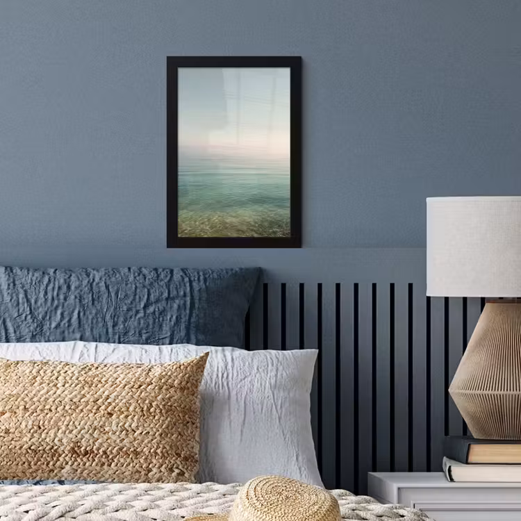 Zee - Horizon - Blauw - Mist fotolijst zwart zonder passe partout klein -sfeer3