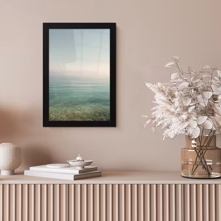 Zee - Horizon - Blauw - Mist fotolijst zwart zonder passe partout klein -sfeer5