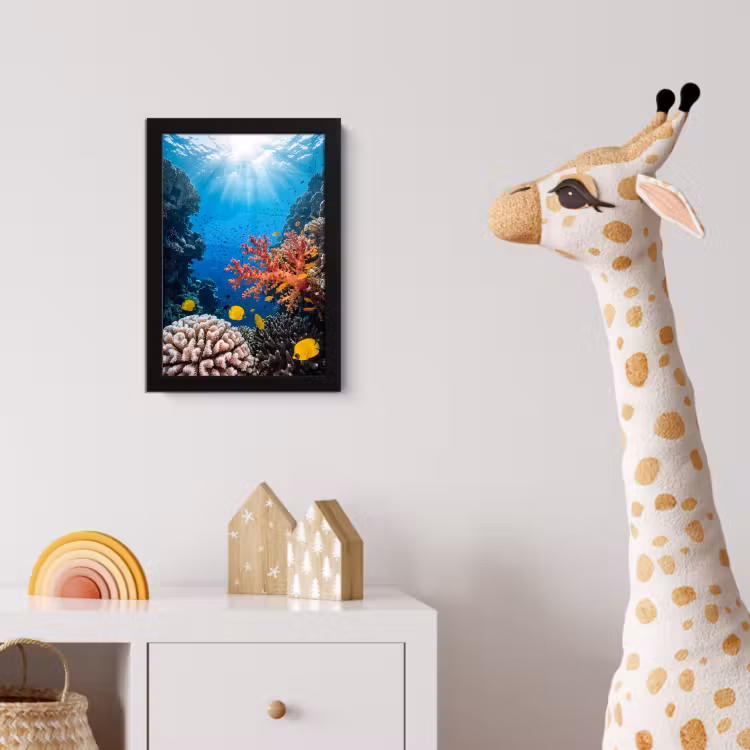 Zee - Koraalrif - Natuur - Levendig - Blauw fotolijst zwart zonder passe partout klein -usfeer4_kinderkamer