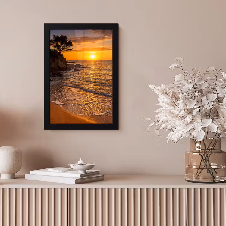 Zee - Kust - Zonsondergang - Natuur - Oranje fotolijst zwart zonder passe partout klein -sfeer5