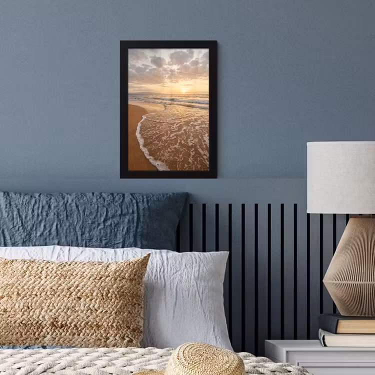 Zee - Kustlijn - Wolken - Landschap - Oranje fotolijst zwart zonder passe partout klein -sfeer3