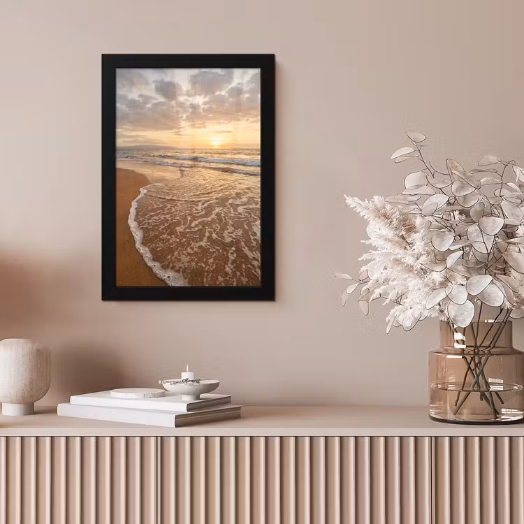 Zee - Kustlijn - Wolken - Landschap - Oranje fotolijst zwart zonder passe partout klein -sfeer5