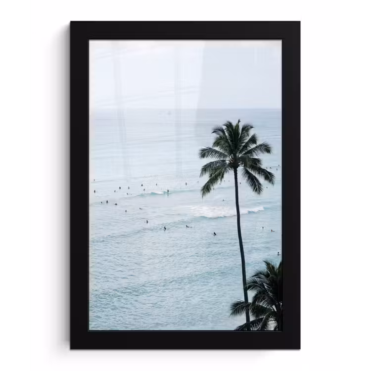 Oceaan - Palmbomen - Surfers fotolijst zwart zonder passe partout klein -3d