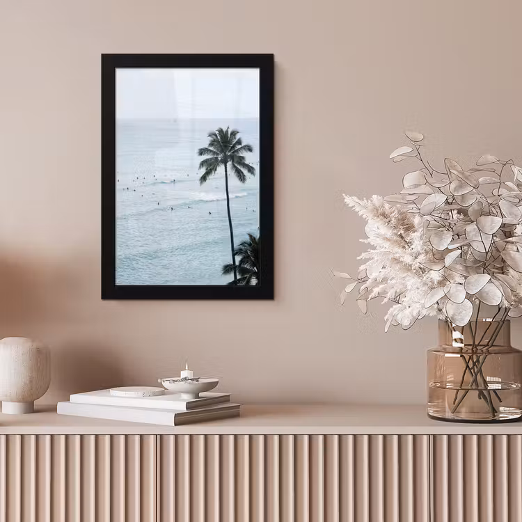 Oceaan - Palmbomen - Surfers fotolijst zwart zonder passe partout klein -sfeer5