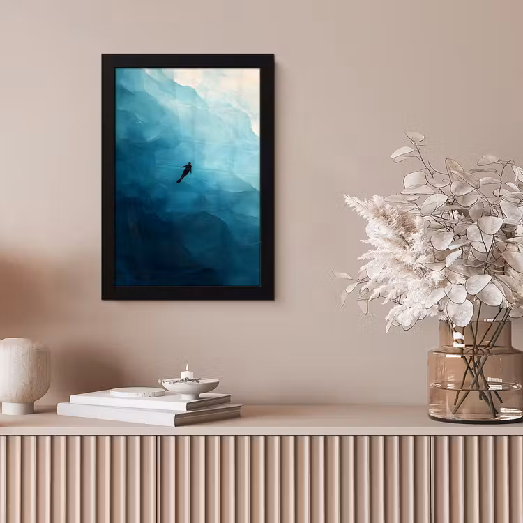 Zee - Silhouet - Abstract - Blauw fotolijst zwart zonder passe partout klein -sfeer5