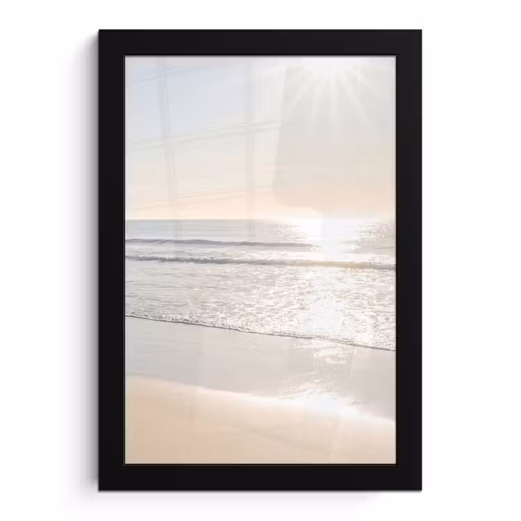 Zee - Zon - Zand fotolijst zwart zonder passe partout klein -3d