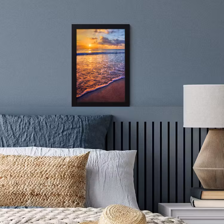 Zee - Strand - Zonsondergang - Wolken - Horizon fotolijst zwart zonder passe partout klein -sfeer3