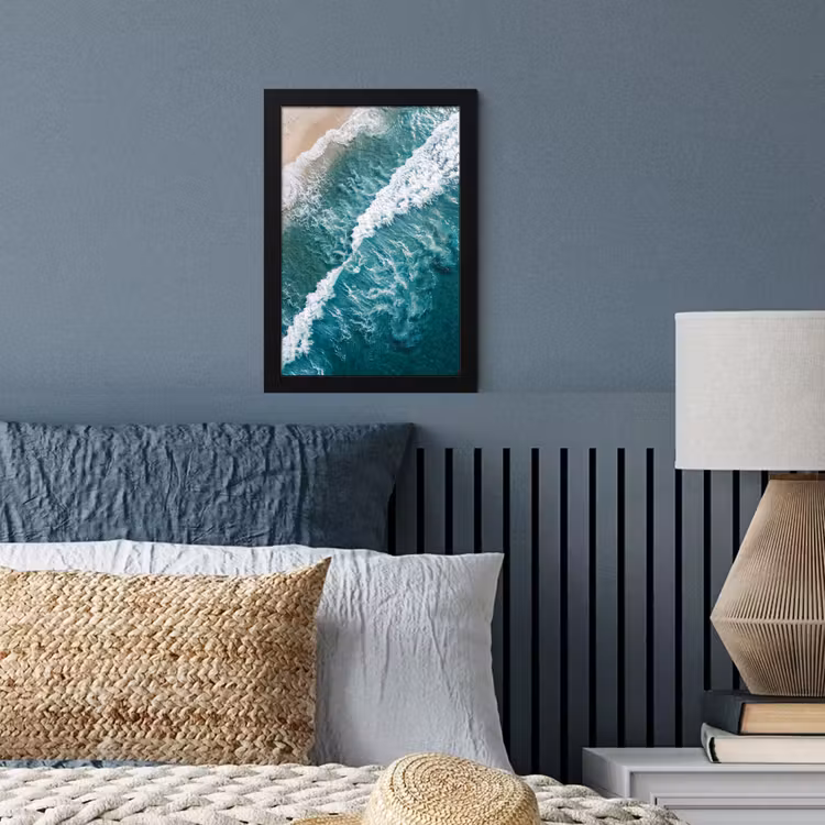 Zee - Strand - Golven - Natuur - Blauw fotolijst zwart zonder passe partout klein -sfeer3