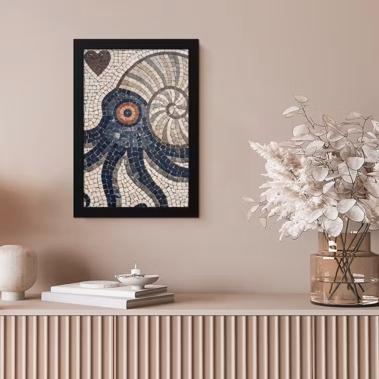 Zeeleven - Mozaïek - Kunst - Vintage - Beige fotolijst zwart zonder passe partout klein -sfeer5