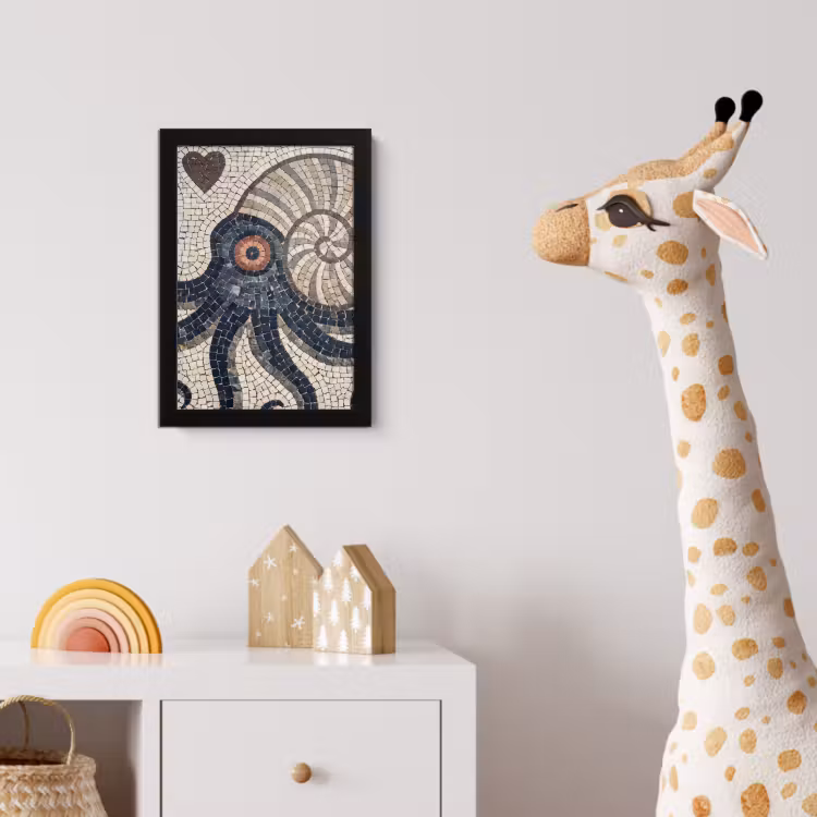 Zeeleven - Mozaïek - Kunst - Vintage - Beige fotolijst zwart zonder passe partout klein -usfeer4_kinderkamer